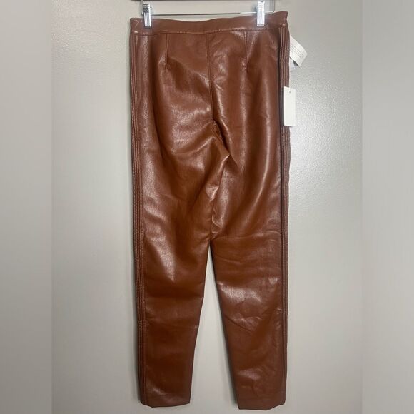 Aritzia Wilfred nord cognac pants size 6 vegan leather moto style night out - Picture 2 of 8